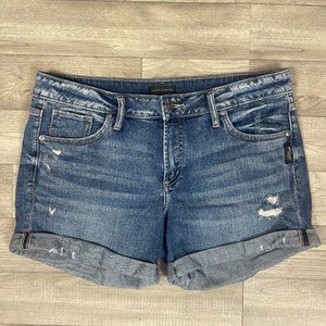 Silver Jeans Distressed Cuffed Boyfriend Jean Shorts Medium Wash  sz 30